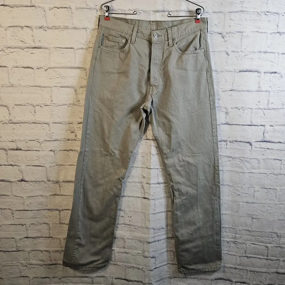 Vintage Levis Jeans Mens 34x34 Beige 501 Button Fly Denim Pants Skate Work Y2K - Picture 1 of 10